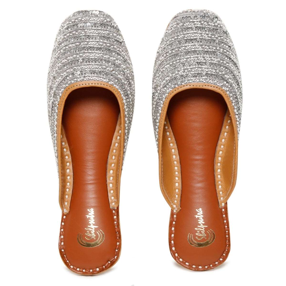 Silver color handmade Designer ladies jutti