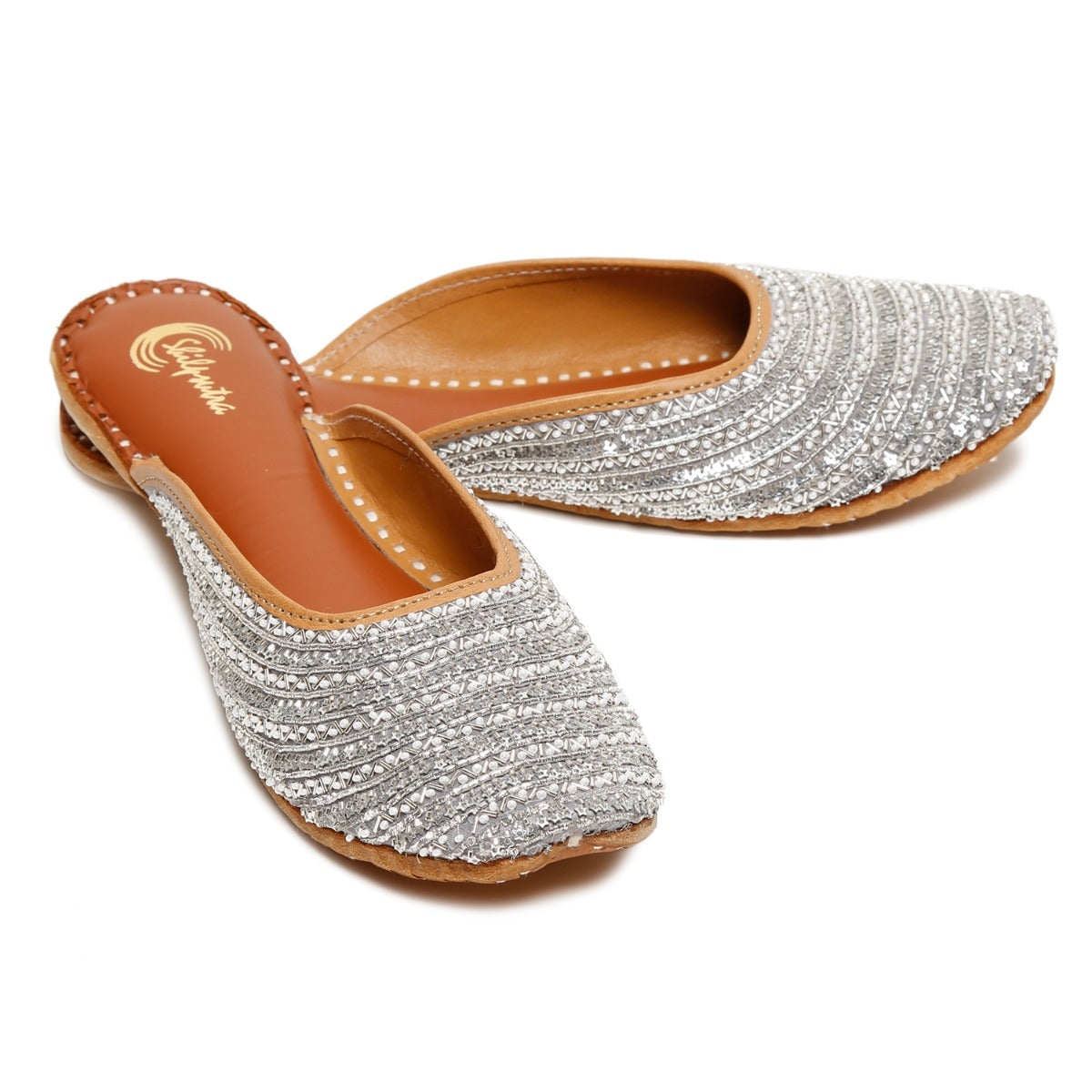 Silver color handmade Designer ladies jutti