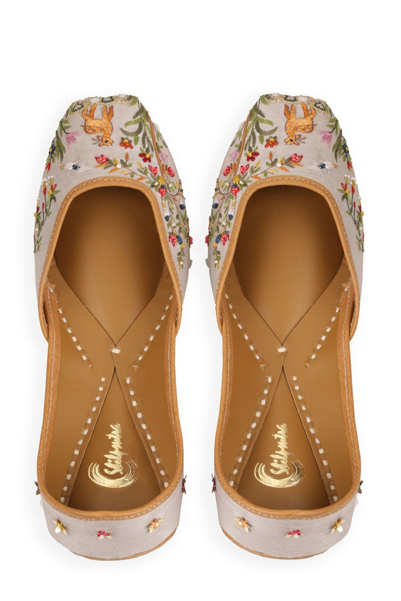 Beautyful Embroidered Grey color ladies juti 