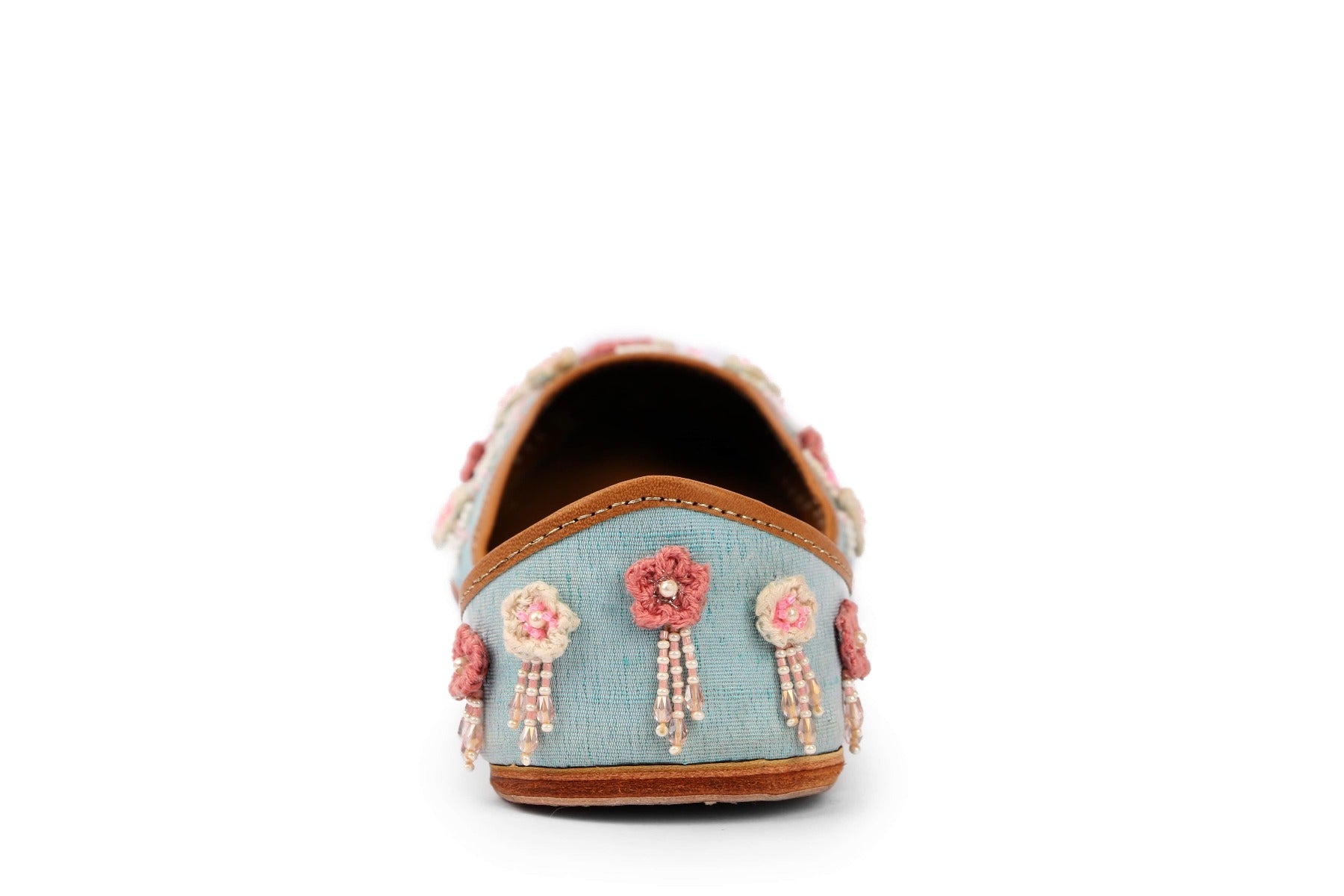Floral embroidered sky-blue color ladies juti 