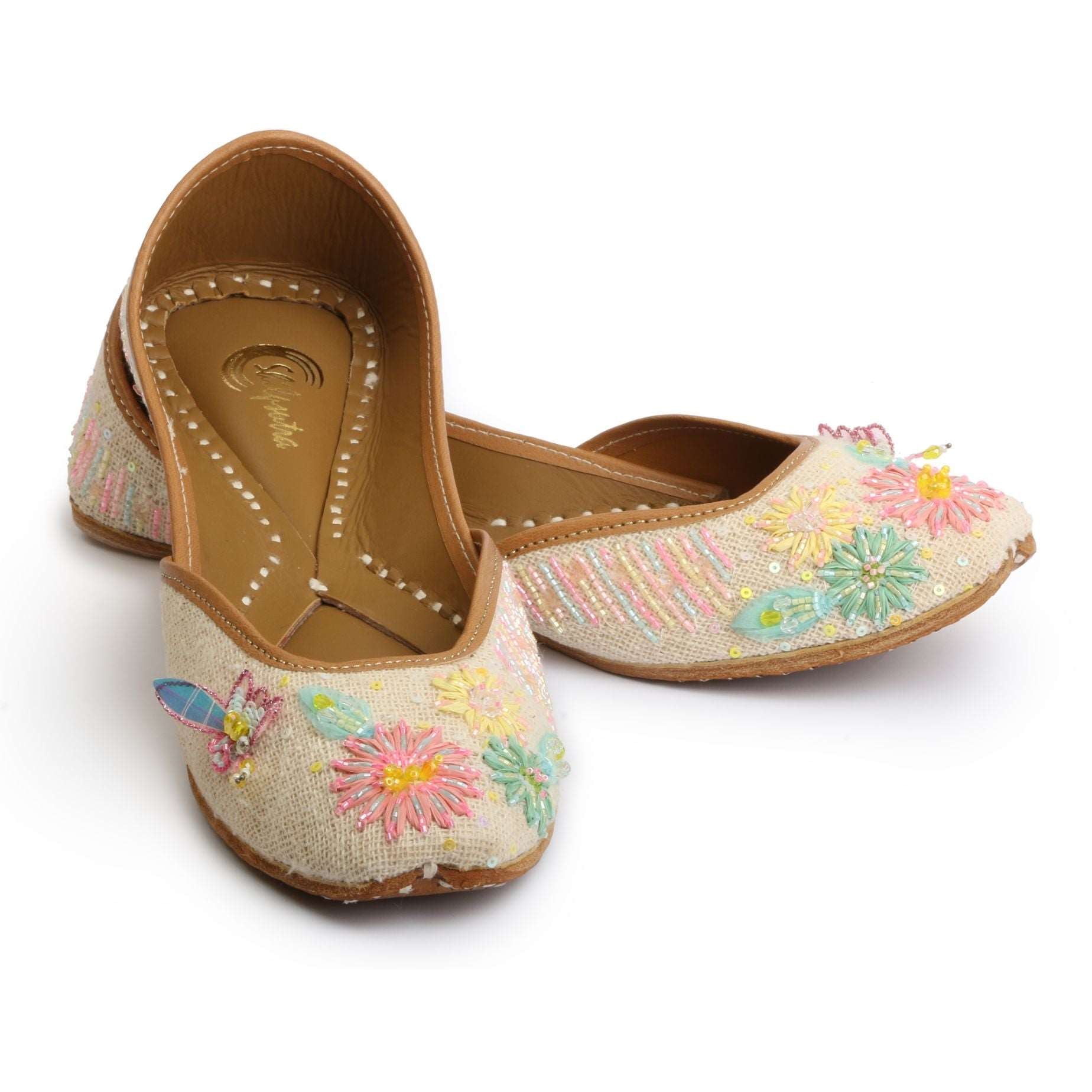 Multicolor Embroidered Beige Color Ladies jutti