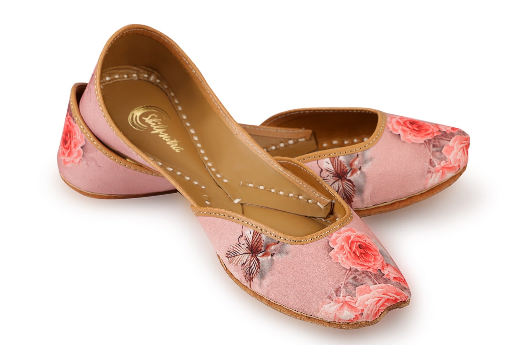 Floral Printed Pink Color Designer Jutti For Women 