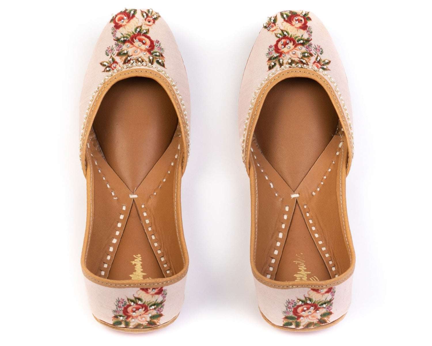 Floral Printed Beige Color Blush Ladies Jutti 