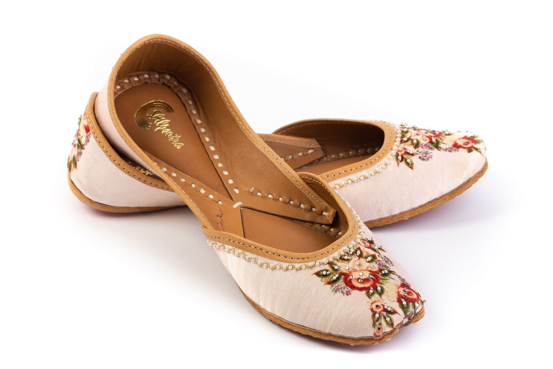 Floral Printed Beige Color Blush Ladies Jutti 