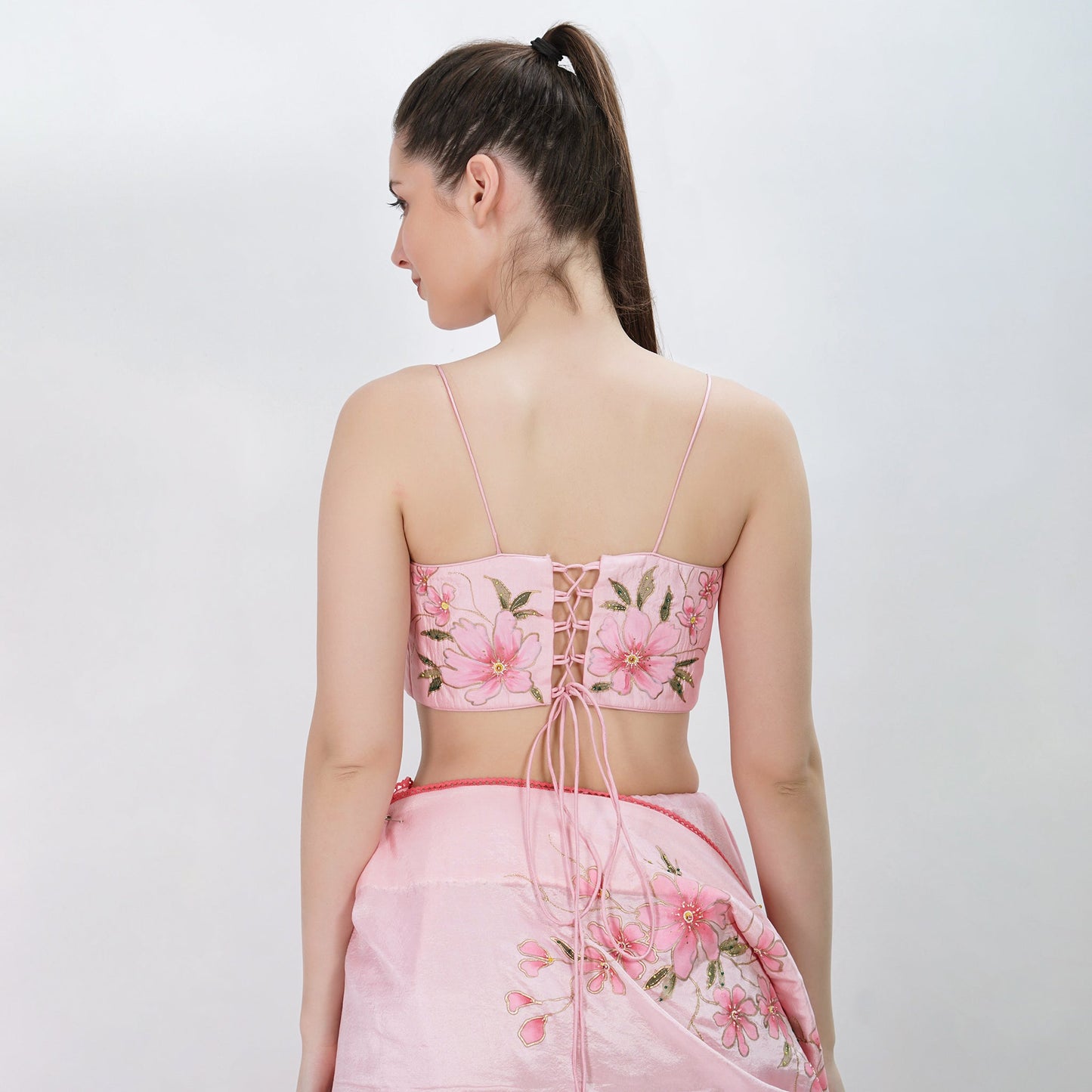 Pink butterfly saree