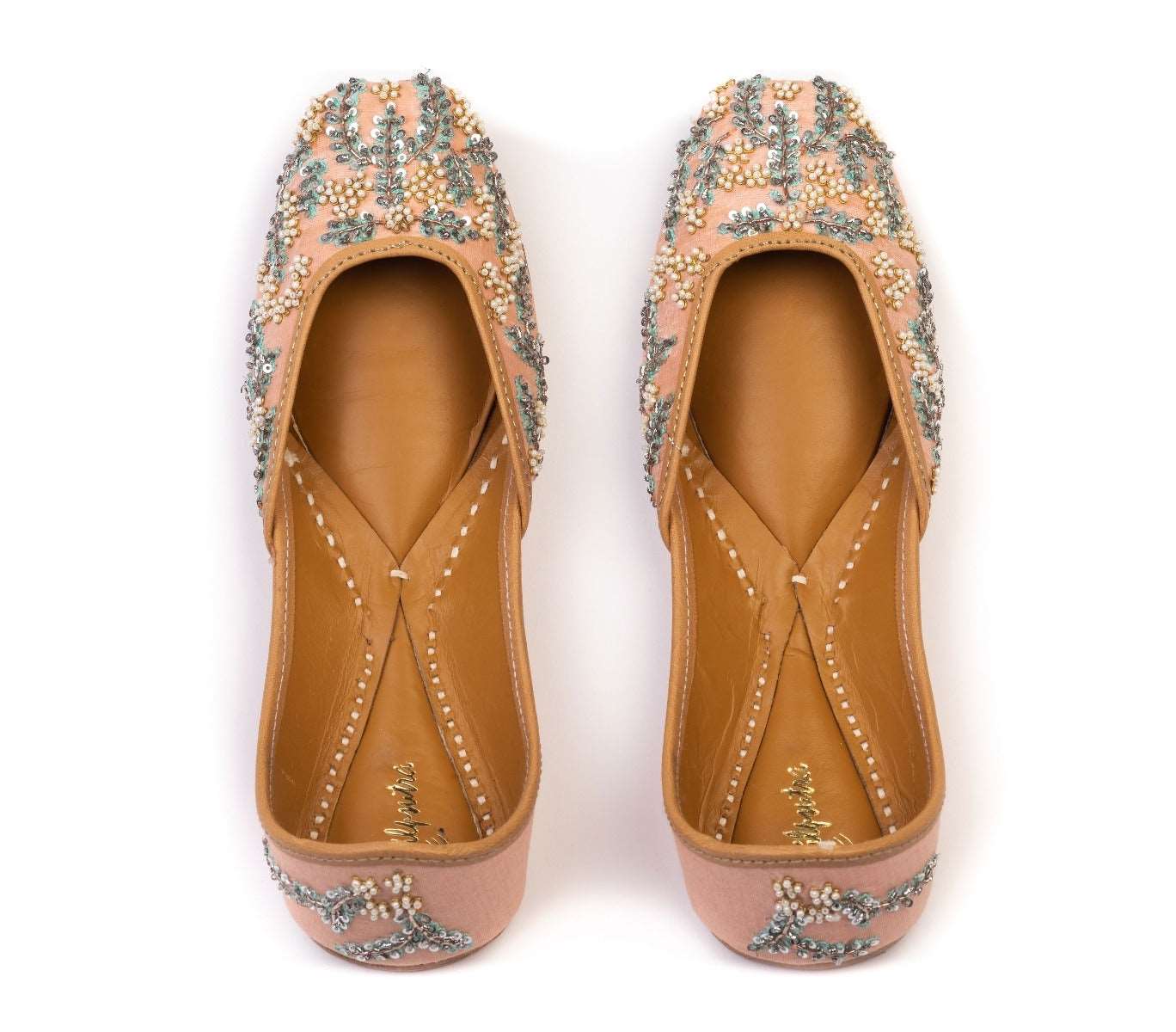 Peach Color Hand Embroidered Designer Juti for Womens1