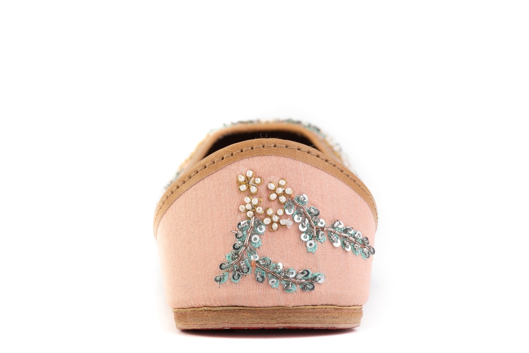 Peach Color Hand Embroidered Designer Juti for Womens2