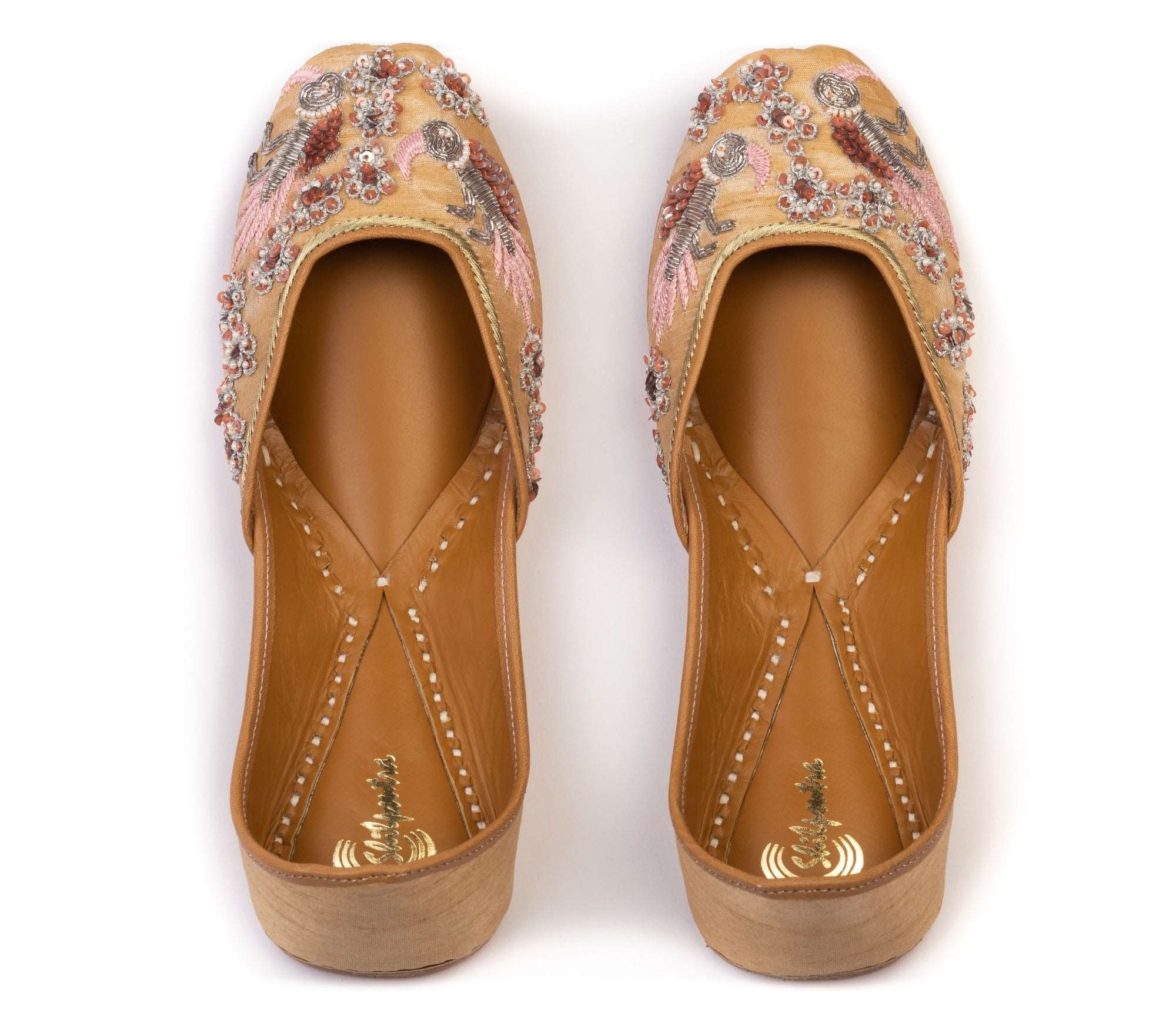 Peach Color Embroidered Designer jutti for Ladies
