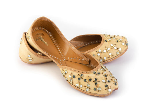 Nude Sequins Jutti - Designer Mirror Worked Ladies Jutti