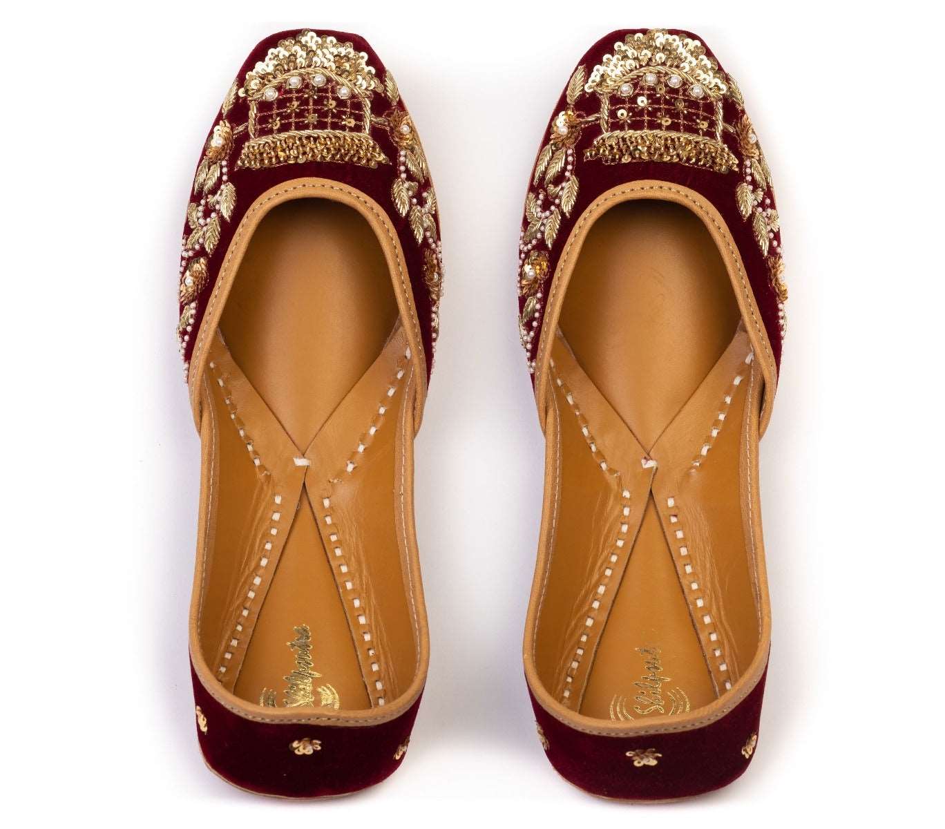 Maroon Color Designer Bridal Punjabi Jutti for Ladies