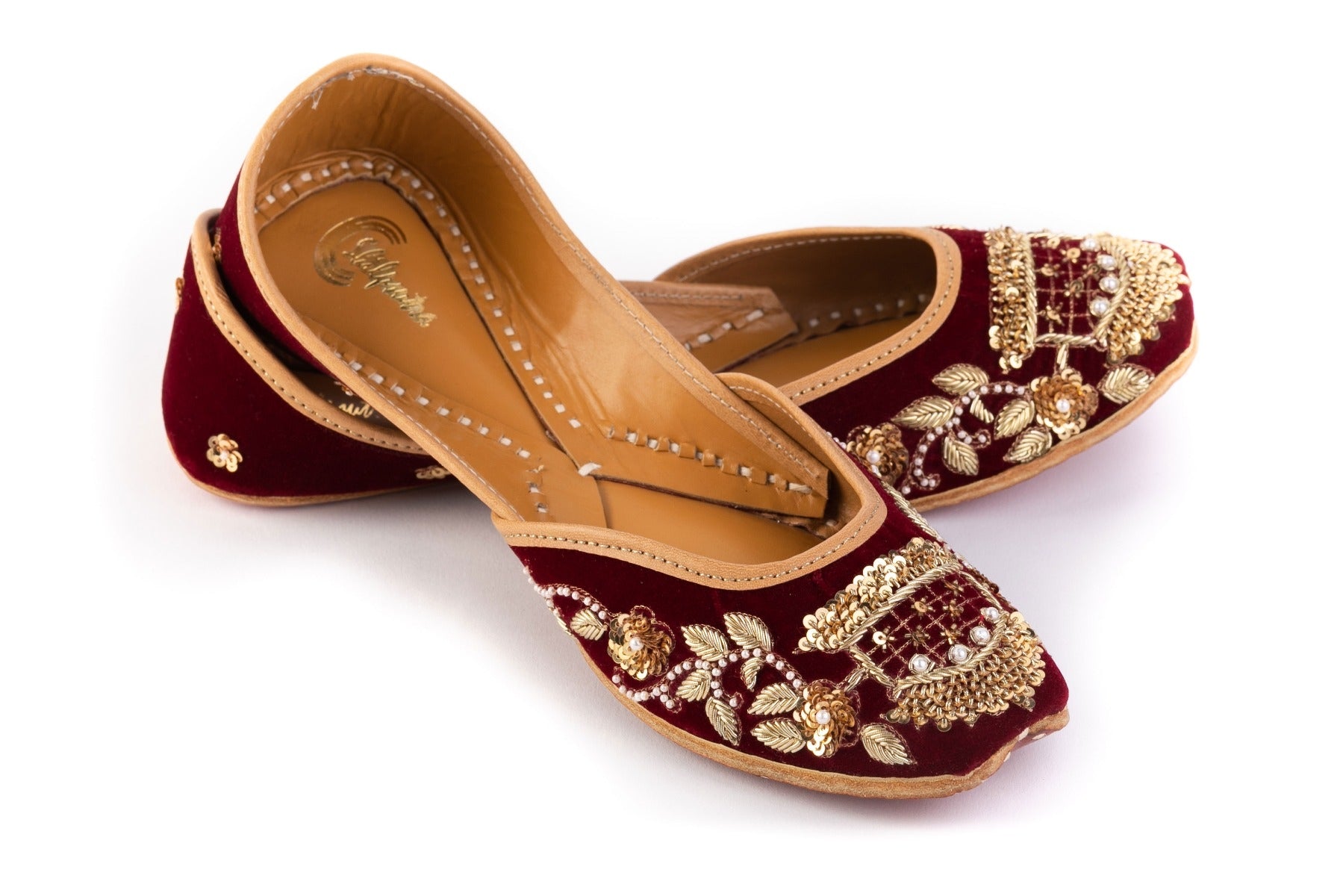Maroon Color Designer Bridal Punjabi Jutti for Ladies