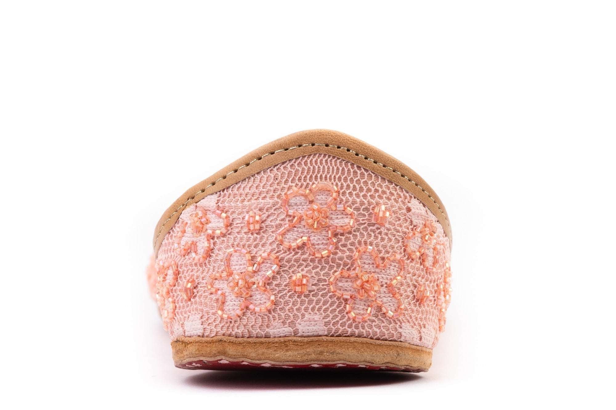 Floral Embroidered Peach Color Designer Ladies Jutti