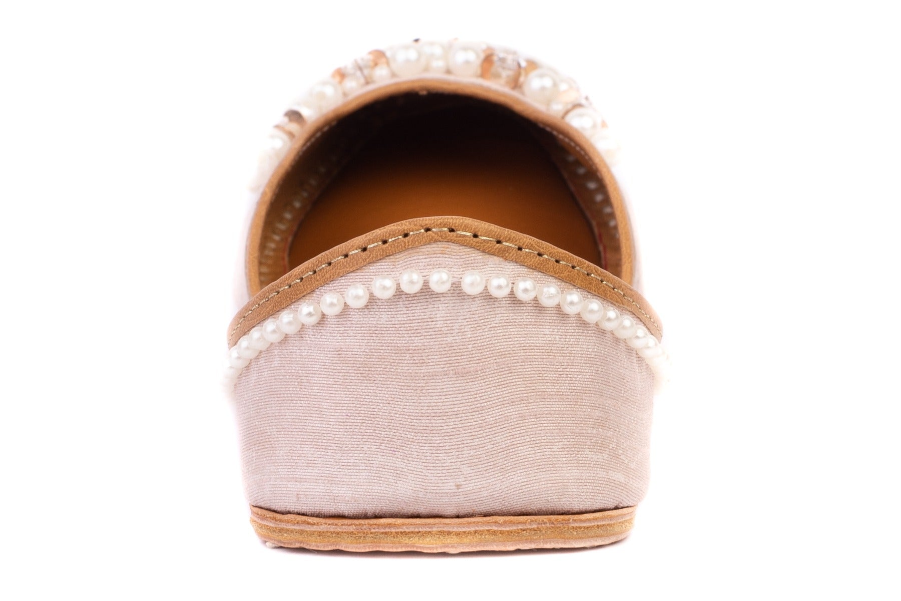 Beige Color Designer Peral Studded Designer Ladies Jutti
