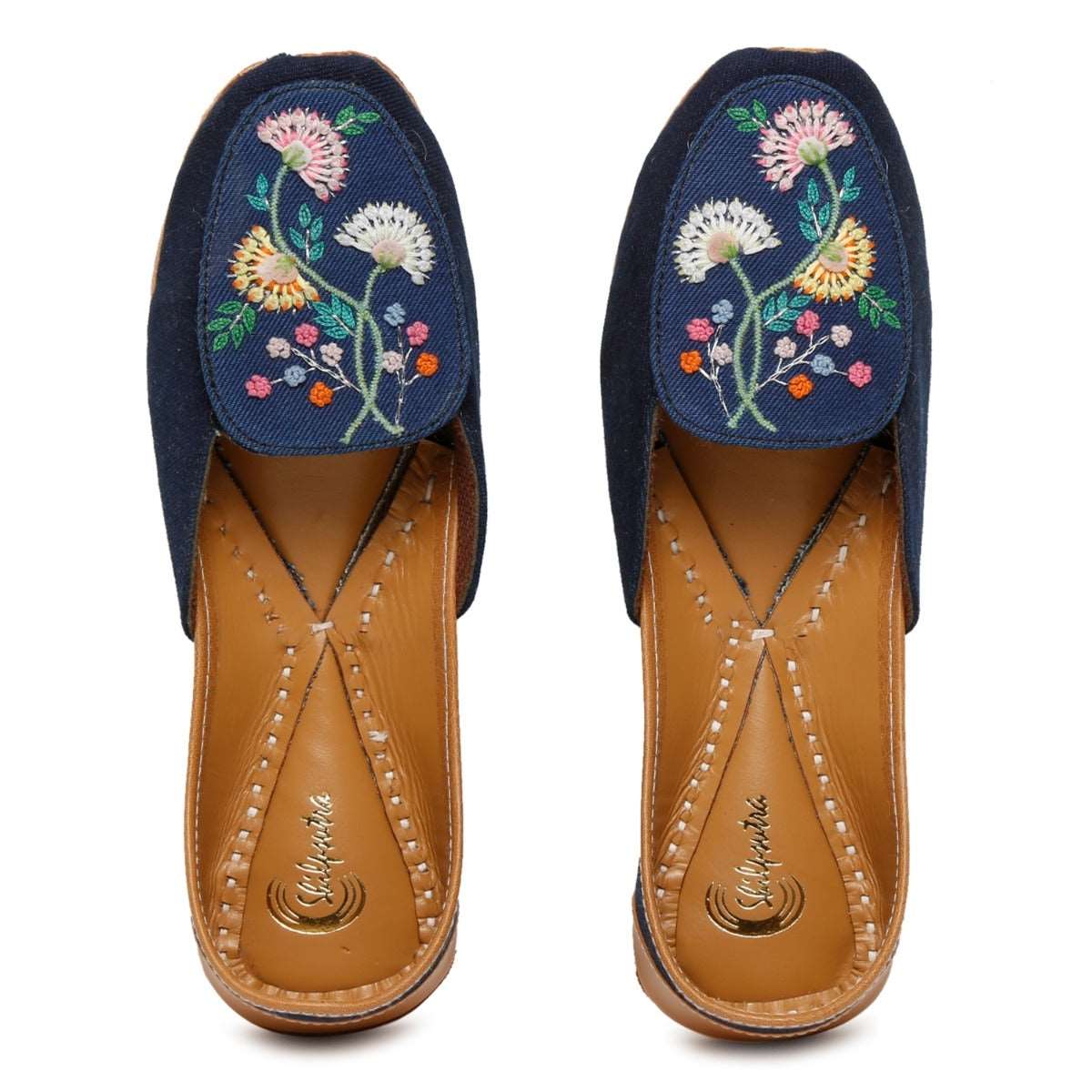 Floral Embroidered denim Ladies Lofar Casual Shoes 