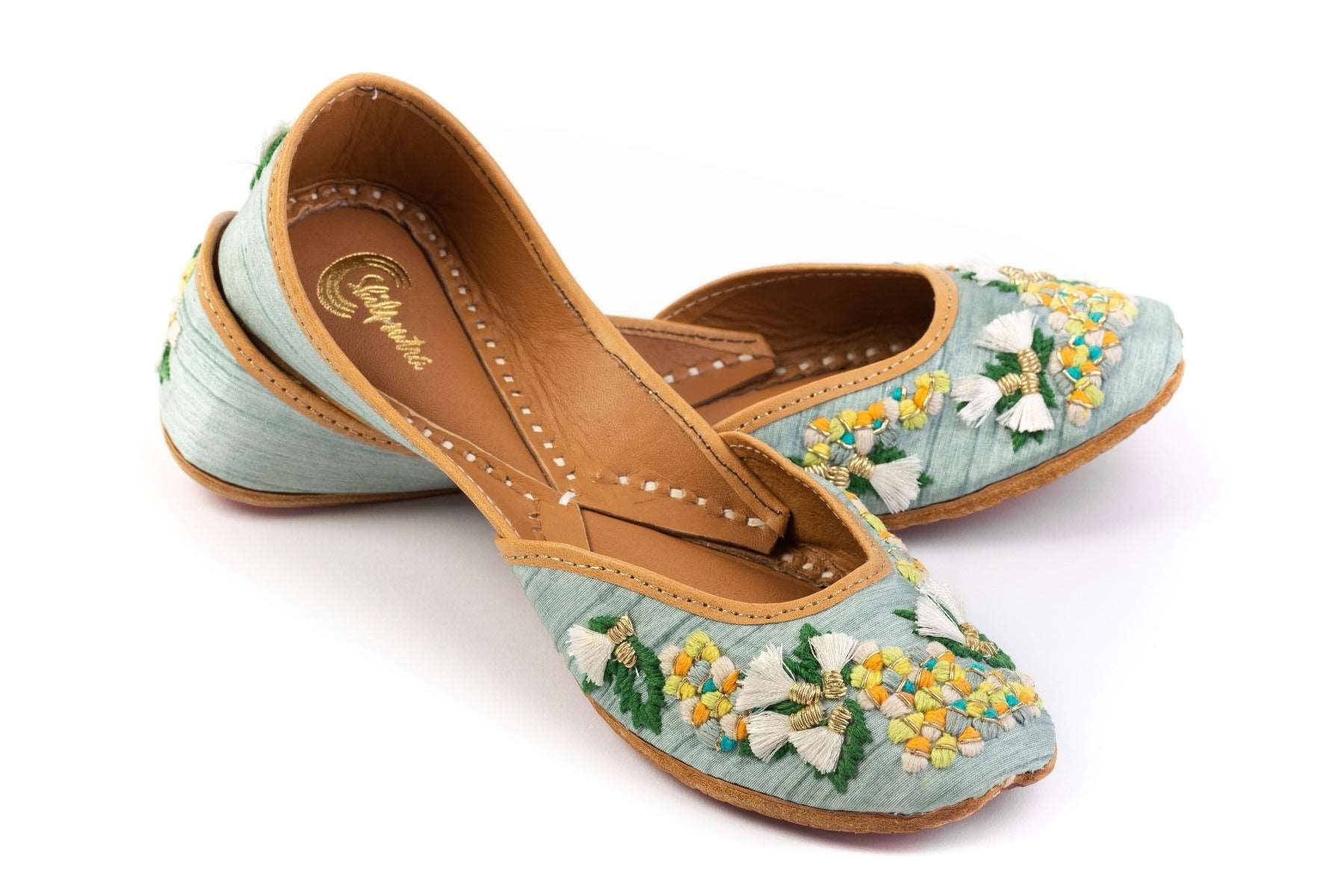 Embroidered Designer ladies green color Jutti 