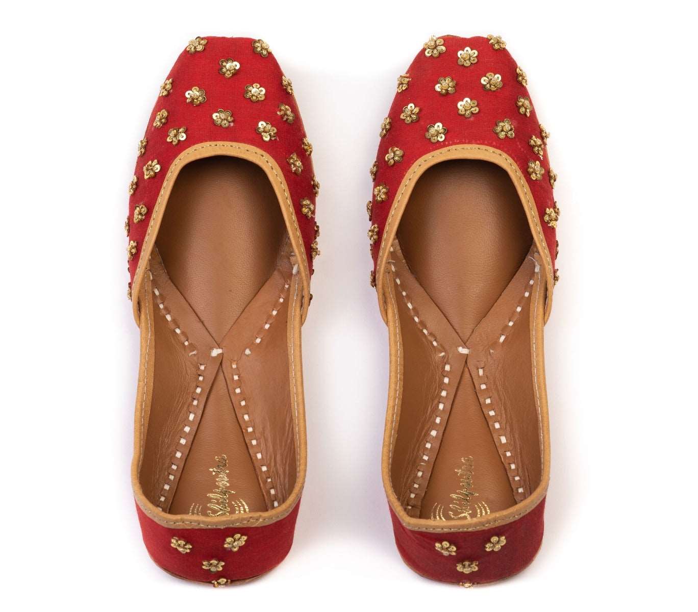 Designer Red Color Hand Embroidered Bridal Punjabi Jutti 