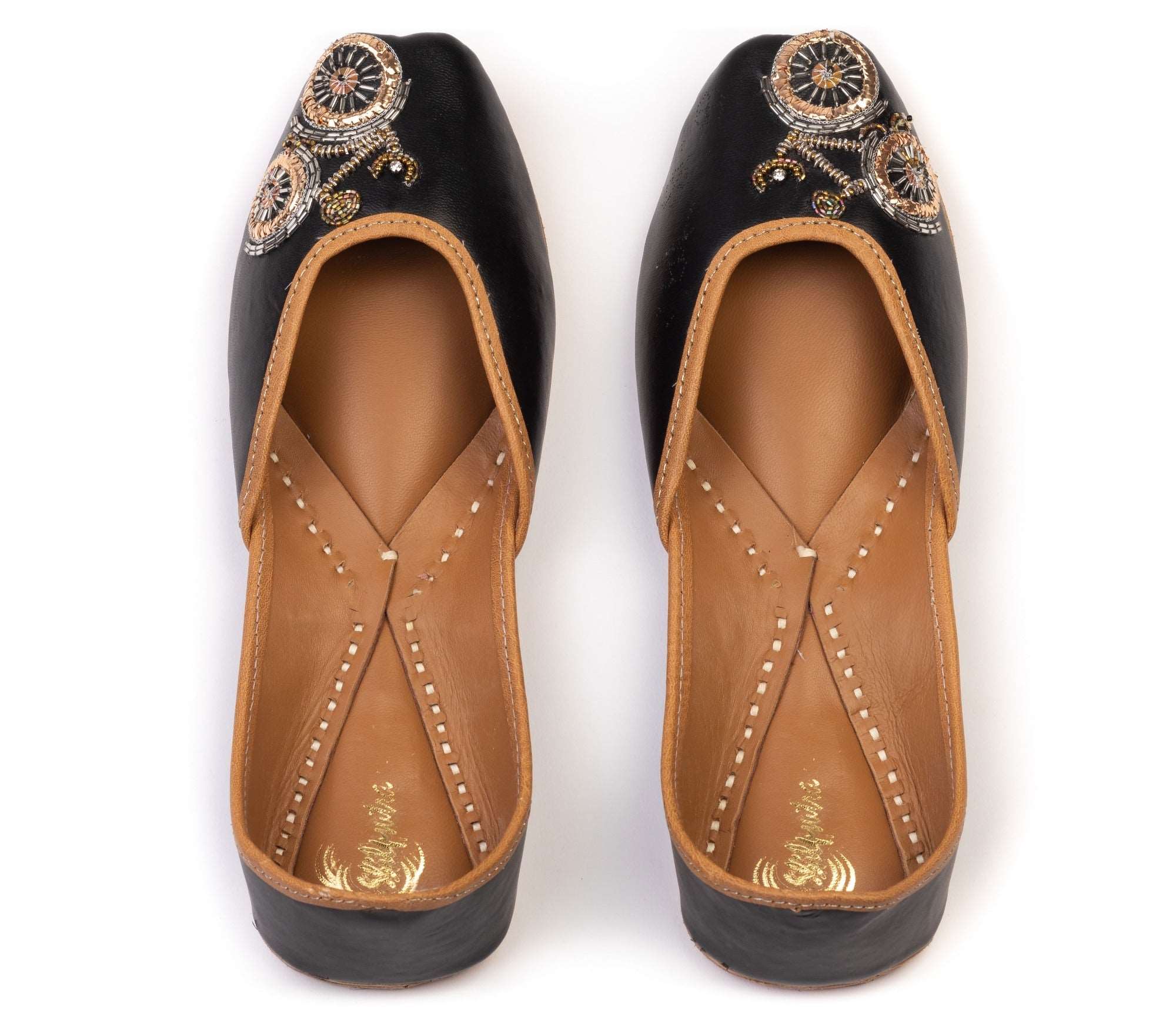Embroidered Leather Black Color Designer Punjabi Jutti for Ladies