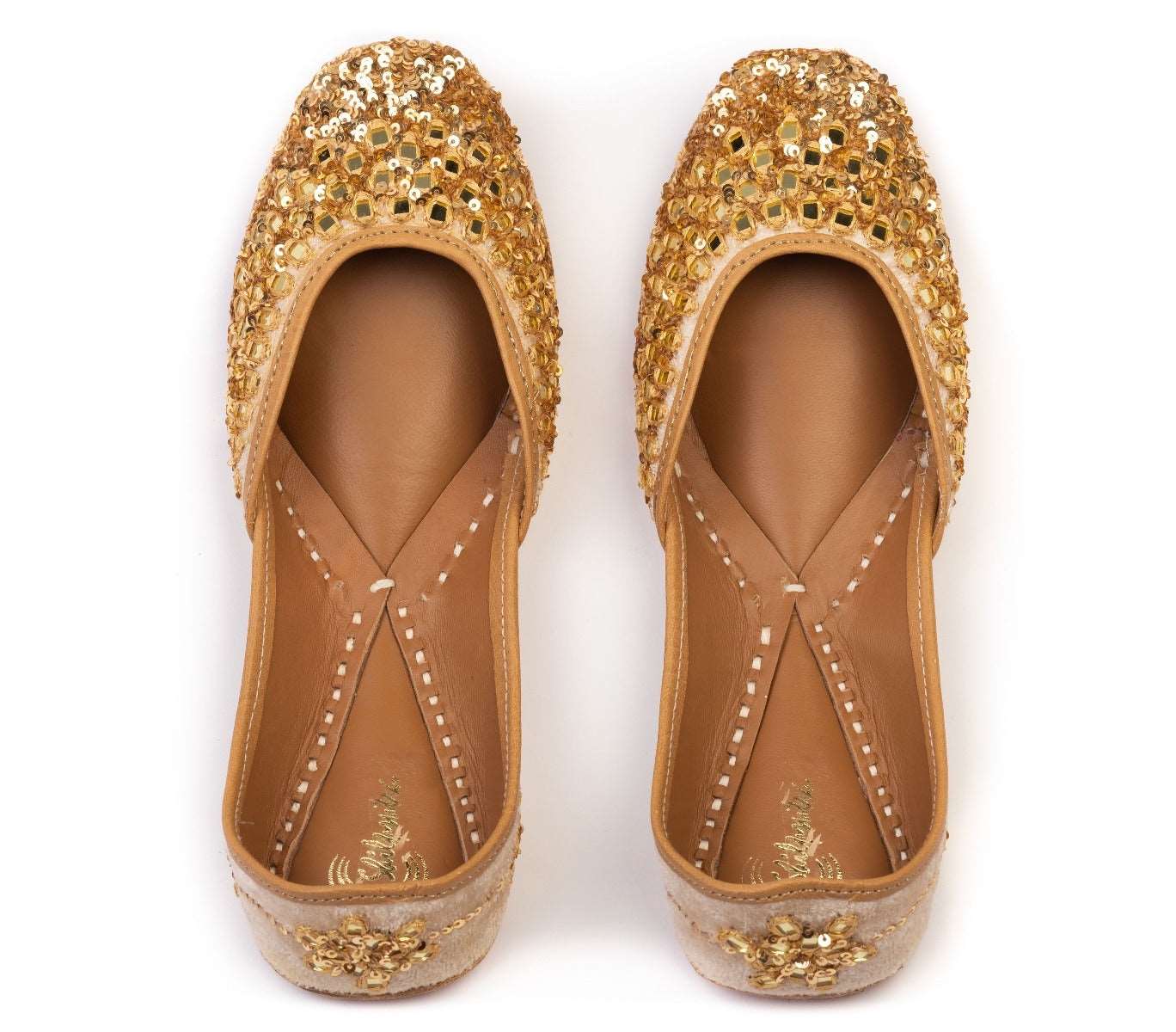 Golden Embroidered Designer Bridal Ladies Punjabi Jutti 