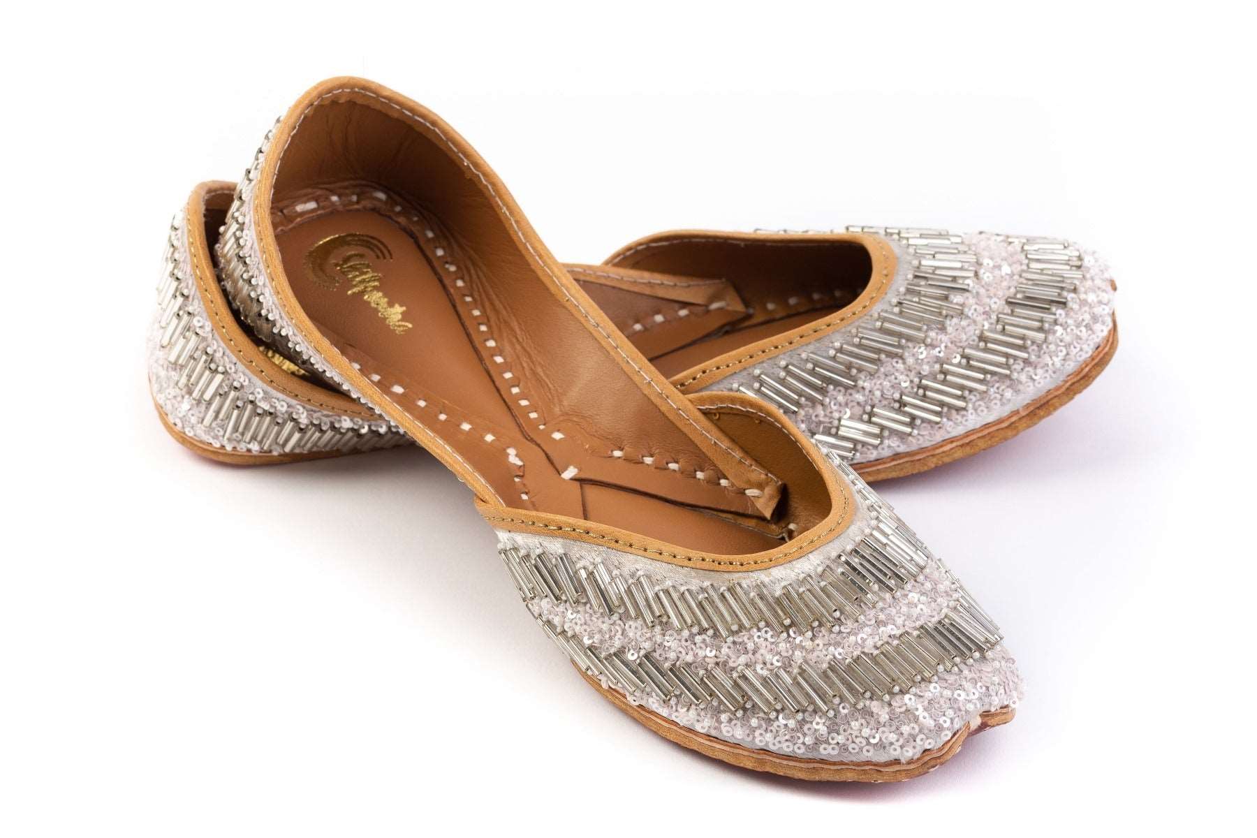 Silver Sparkled embroidered Designer Glory Jutti for Womens