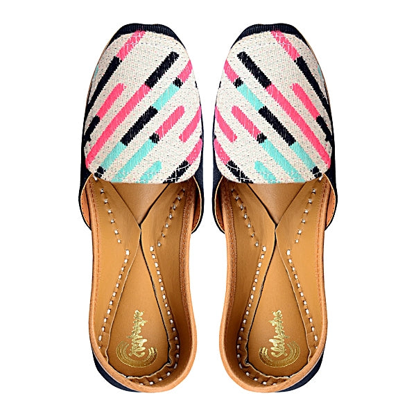Black & White Stripes Ladies Loafer Casual Shoes