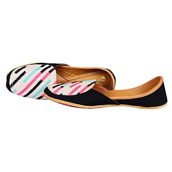 Black & White Stripes Ladies Loafer Casual Shoes