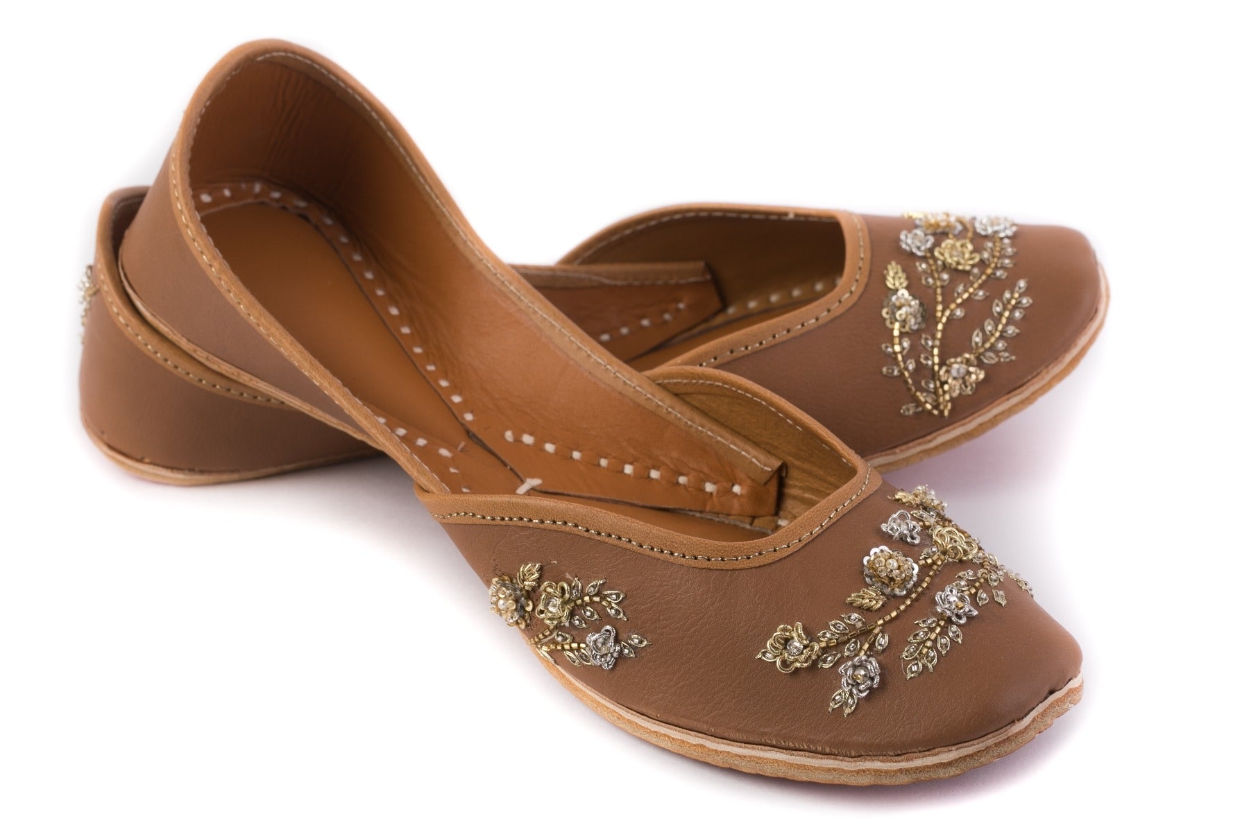 Tan Color hand embroidered Designer Ladies Punjabi 