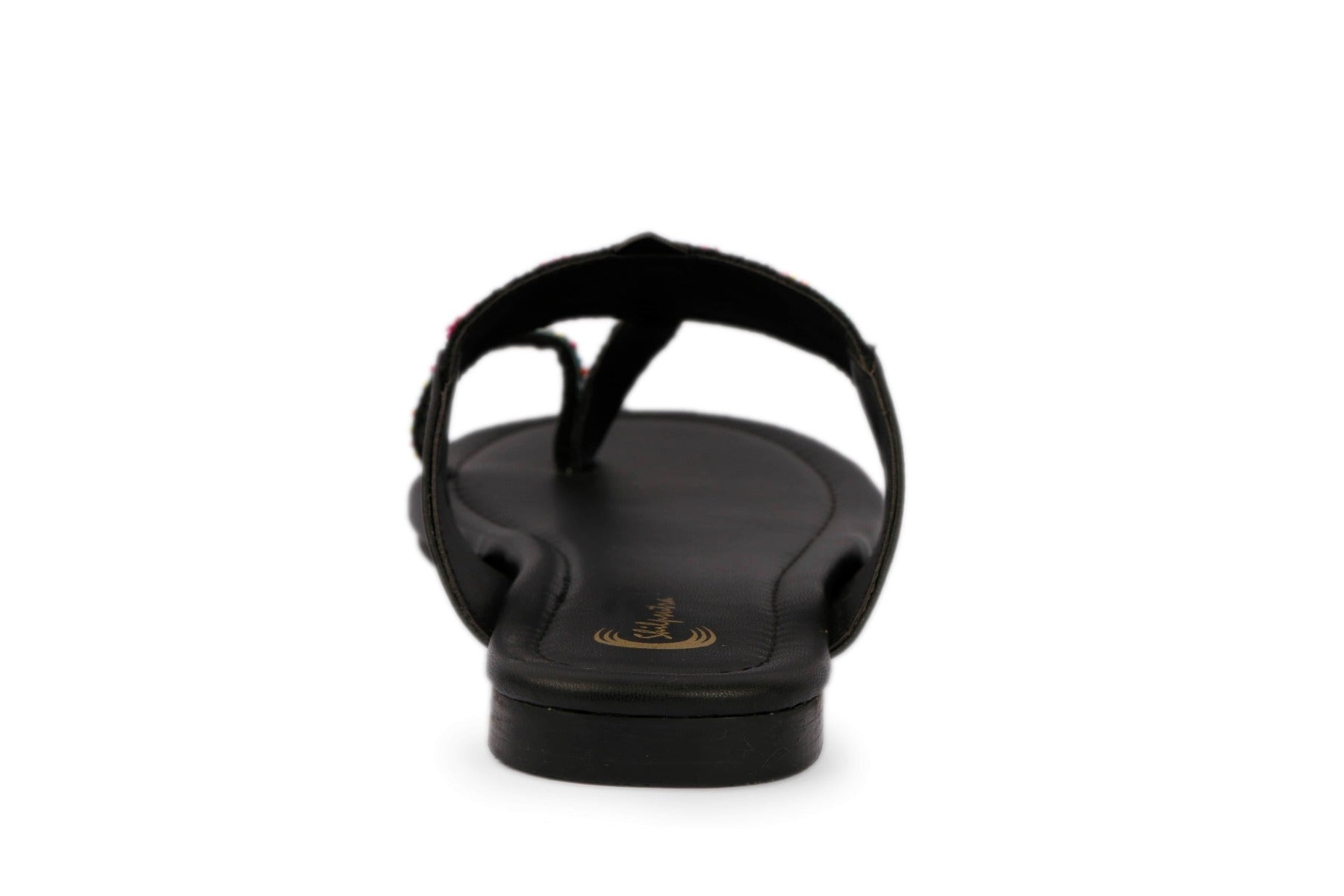 Black Color Embroidered Kolhapuri Ladies Chappal