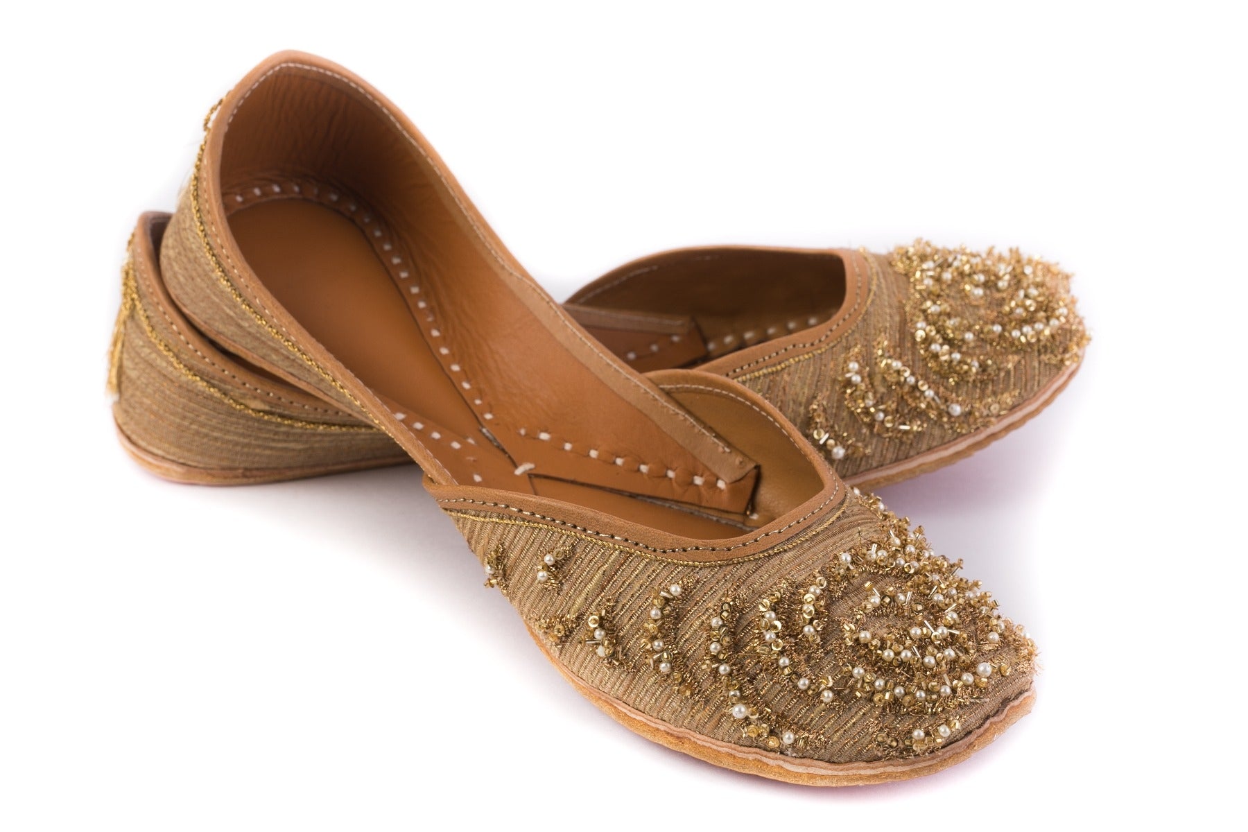 Brown Color Designer Hand Embroidered Ladies Juti