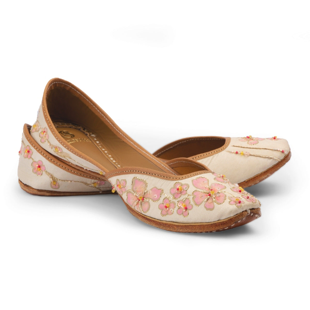 Pink Floral Embroidered Jutti for Women - Basant Premium Jutti